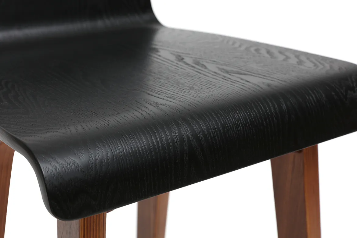 Chaise de bar scandinave noir et bois foncé H65 cm BALTIK