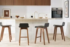Chaise de bar scandinave noir et bois foncé H65 cm BALTIK