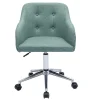 Chaise de bureau capitonnée à roulettes en tissu effet velours texturé vert de gris et métal chromé BALTIK