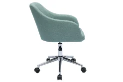 Chaise de bureau capitonnée à roulettes en tissu effet velours texturé vert de gris et métal chromé BALTIK