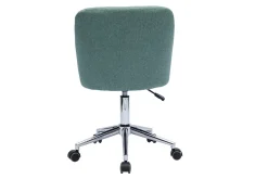 Chaise de bureau capitonnée à roulettes en tissu effet velours texturé vert de gris et métal chromé BALTIK