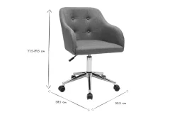 Chaise de bureau capitonnée à roulettes en tissu effet velours texturé vert de gris et métal chromé BALTIK