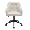 Chaise de bureau capitonnée à roulettes en tissu effet velours texturé beige et métal noir BALTIK
