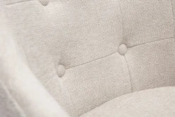Chaise de bureau capitonnée à roulettes en tissu effet velours texturé beige et métal noir BALTIK