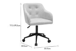Chaise de bureau capitonnée à roulettes en tissu effet velours texturé beige et métal noir BALTIK