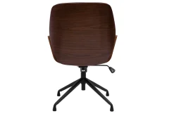 Chaise de bureau design pivotante 360° noire, bois foncé et métal noir MARLOW