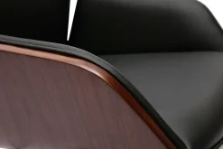 Chaise de bureau design pivotante 360° noire, bois foncé et métal noir MARLOW