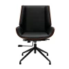 Chaise de bureau design pivotante 360° noir, bois foncé noyer et métal noir CURVED