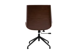 Chaise de bureau design pivotante 360° noir, bois foncé noyer et métal noir CURVED