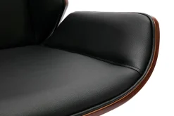 Chaise de bureau design pivotante 360° noir, bois foncé noyer et métal noir CURVED