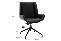 Chaise de bureau design pivotante 360° noir, bois foncé noyer et métal noir CURVED