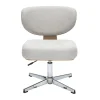 Chaise de bureau en tissu effet velours texturé beige et bois clair chêne HANZ
