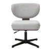 Chaise de bureau en tissu effet velours texturé gris et bois foncé noyer HANZ
