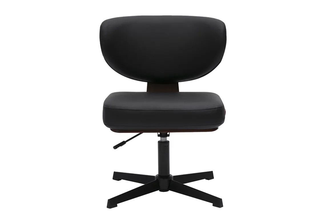 Chaise de bureau noire et bois foncé noyer HANZ