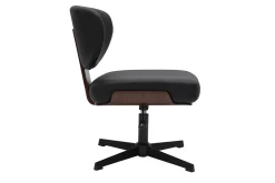 Chaise de bureau noire et bois foncé noyer HANZ