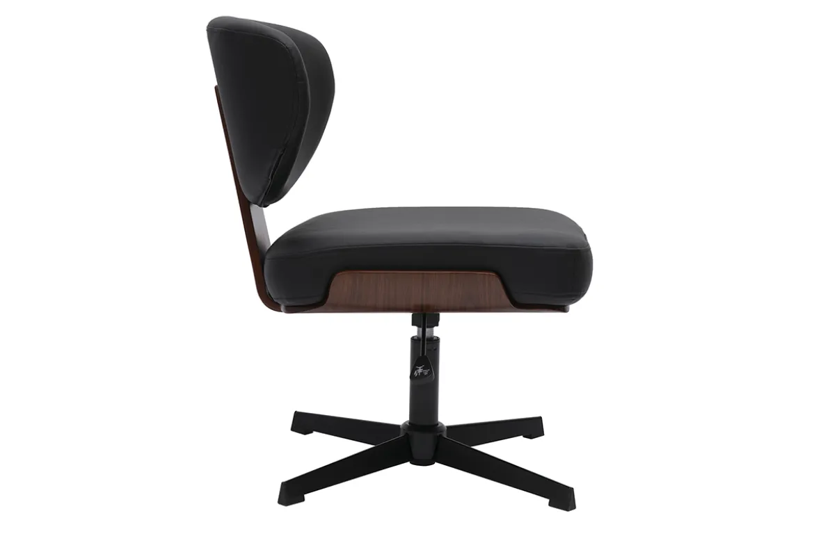 Chaise de bureau noire et bois foncé noyer HANZ