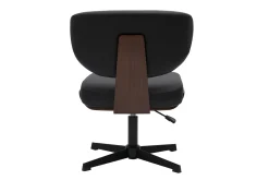 Chaise de bureau noire et bois foncé noyer HANZ
