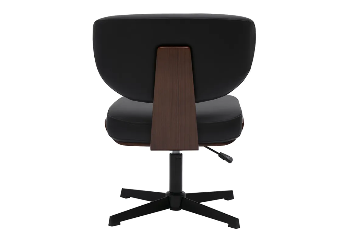 Chaise de bureau noire et bois foncé noyer HANZ