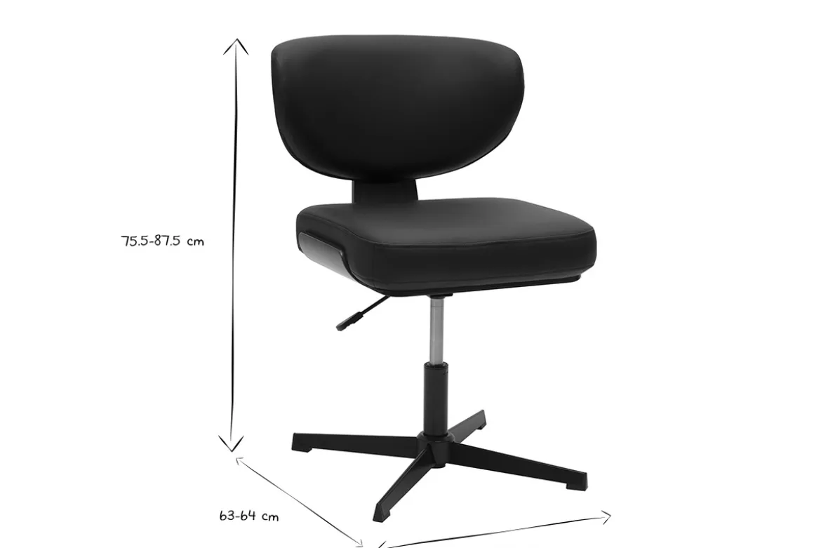 Chaise de bureau noire et bois foncé noyer HANZ