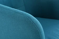Chaise de bureau à roulettes capitonnée en tissu bleu canard et acier chromé BALTIK