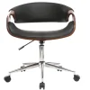 Chaise de bureau à roulettes design noir bois foncé noyer et acier chromé ARAMIS