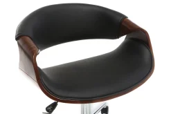 Chaise de bureau à roulettes design noir bois foncé noyer et acier chromé ARAMIS