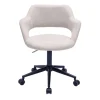 Chaise de bureau à roulettes design en tissu effet velours texturé beige et métal noir JESSY
