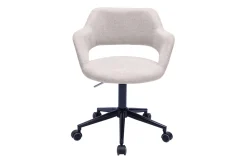 Chaise de bureau à roulettes design en tissu effet velours texturé beige et métal noir JESSY