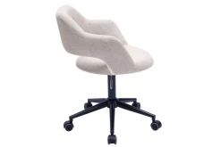 Chaise de bureau à roulettes design en tissu effet velours texturé beige et métal noir JESSY