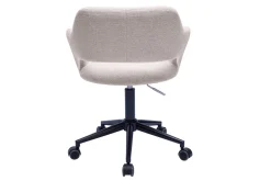 Chaise de bureau à roulettes design en tissu effet velours texturé beige et métal noir JESSY