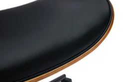 Chaise de bureau à roulettes design noir, bois foncé noyer et métal noir MALMO