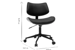Chaise de bureau à roulettes design noir, bois foncé noyer et métal noir MALMO