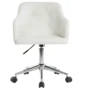 Chaise de bureau à roulettes design blanc et acier chromé BALTIK