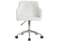 Chaise de bureau à roulettes design blanc et acier chromé BALTIK