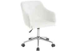 Chaise de bureau à roulettes design blanc et acier chromé BALTIK
