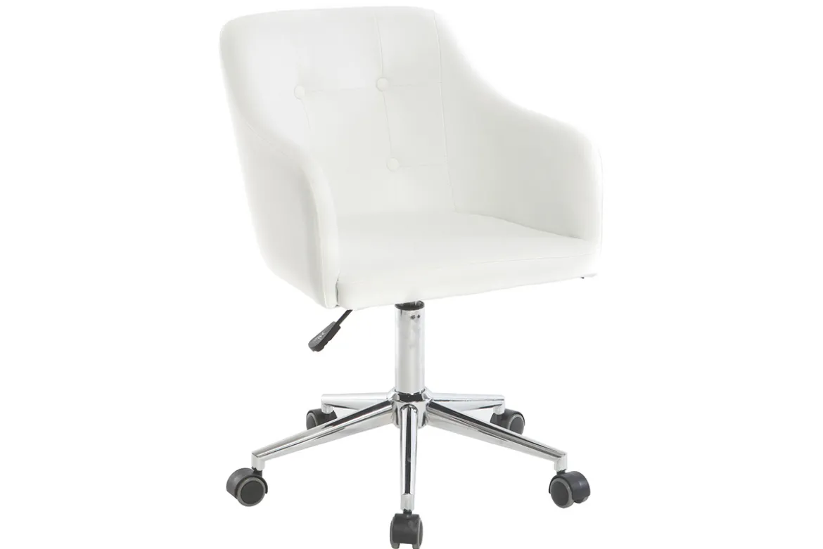 Chaise de bureau à roulettes design blanc et acier chromé BALTIK