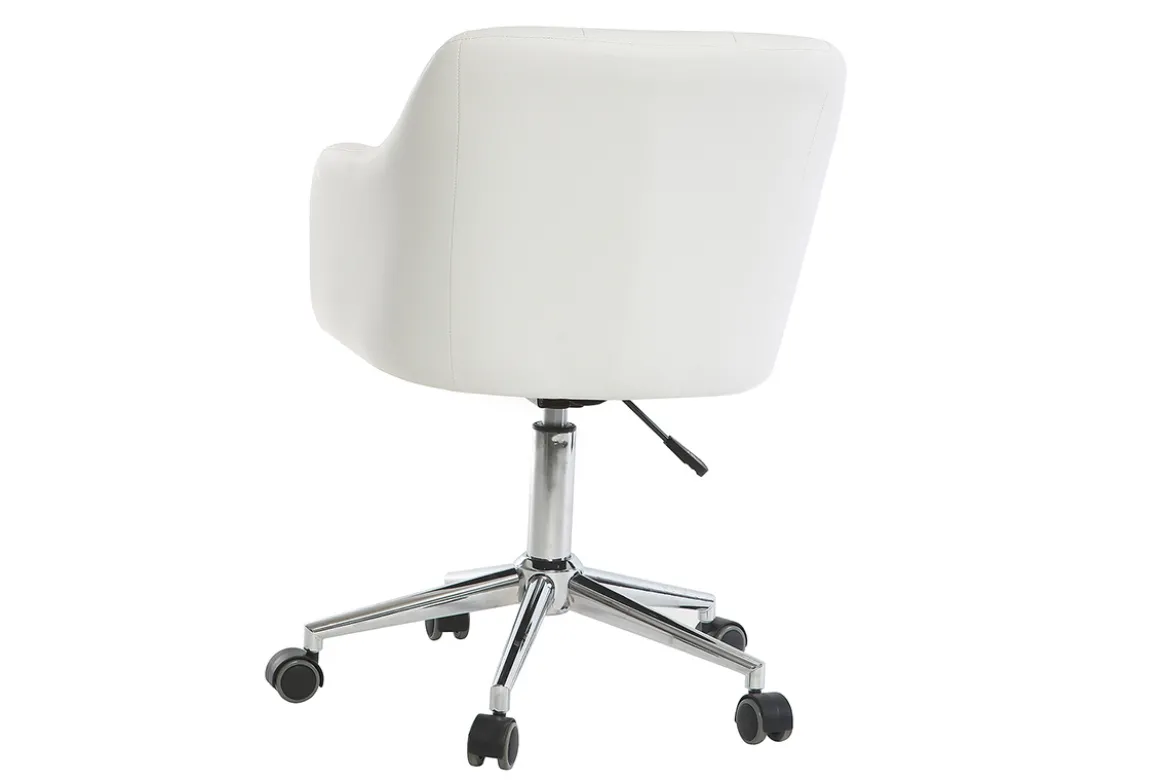 Chaise de bureau à roulettes design blanc et acier chromé BALTIK