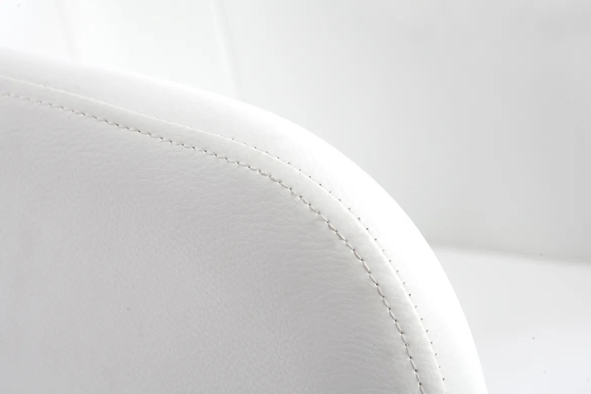 Chaise de bureau à roulettes design blanc et acier chromé BALTIK