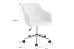 Chaise de bureau à roulettes design blanc et acier chromé BALTIK