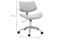Chaise de bureau à roulettes design en tissu effet velours texturé beige, bois clair chêne et métal MALMO
