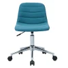 Chaise de bureau à roulettes design en tissu bleu canard et acier chromé SAURY