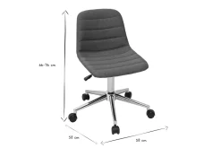 Chaise de bureau à roulettes design en tissu bleu canard et acier chromé SAURY