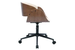 Chaise de bureau à roulettes design en bois foncé et tissu effet velours texturé beige BENT