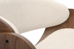 Chaise de bureau à roulettes design en bois foncé et tissu effet velours texturé beige BENT