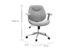 Chaise de bureau à roulettes design en tissu gris clair, bois clair et acier chromé YORKE