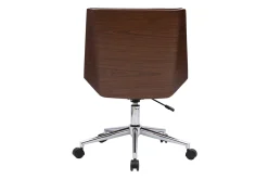 Chaise de bureau à roulettes design noire, bois foncé et acier chromé MELKIOR