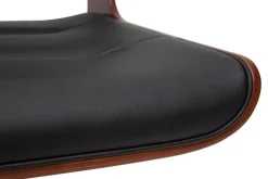 Chaise de bureau à roulettes design noir, bois foncé noyer et métal noir ARAMON