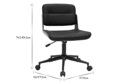 Chaise de bureau à roulettes design noir, bois foncé noyer et métal noir ARAMON