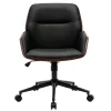 Chaise de bureau à roulettes design noir, bois foncé et métal noir MARLOW
