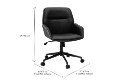 Chaise de bureau à roulettes design noir, bois foncé et métal noir MARLOW